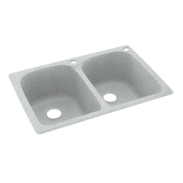 33'' White Matte Solid Surface Double Bowl Kitchen Sink