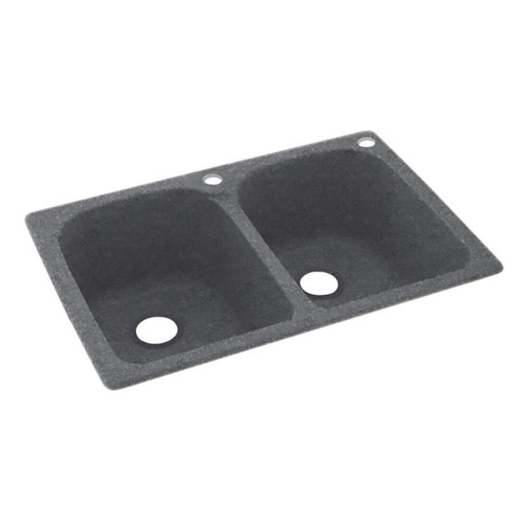 33'' White Matte Solid Surface Double Bowl Kitchen Sink