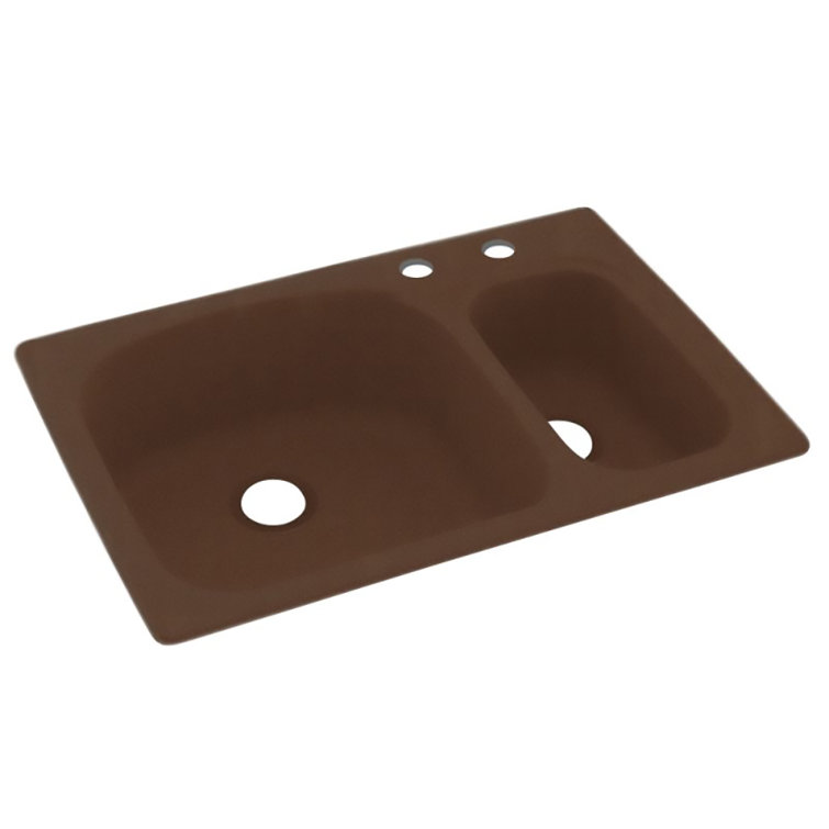 33'' Sand Solid Surface Double Bowl Kitchen Sink