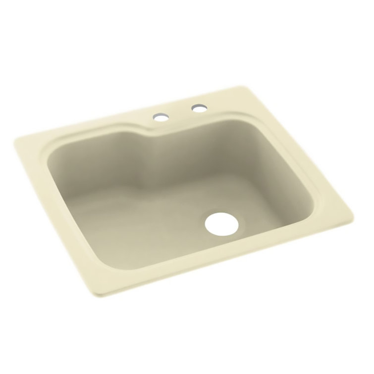 25'' White Solid Surface Single Bowl Drop-In Kitchen Sink