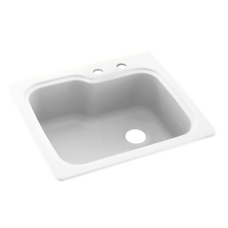 25'' White Solid Surface Single Bowl Drop-In Kitchen Sink