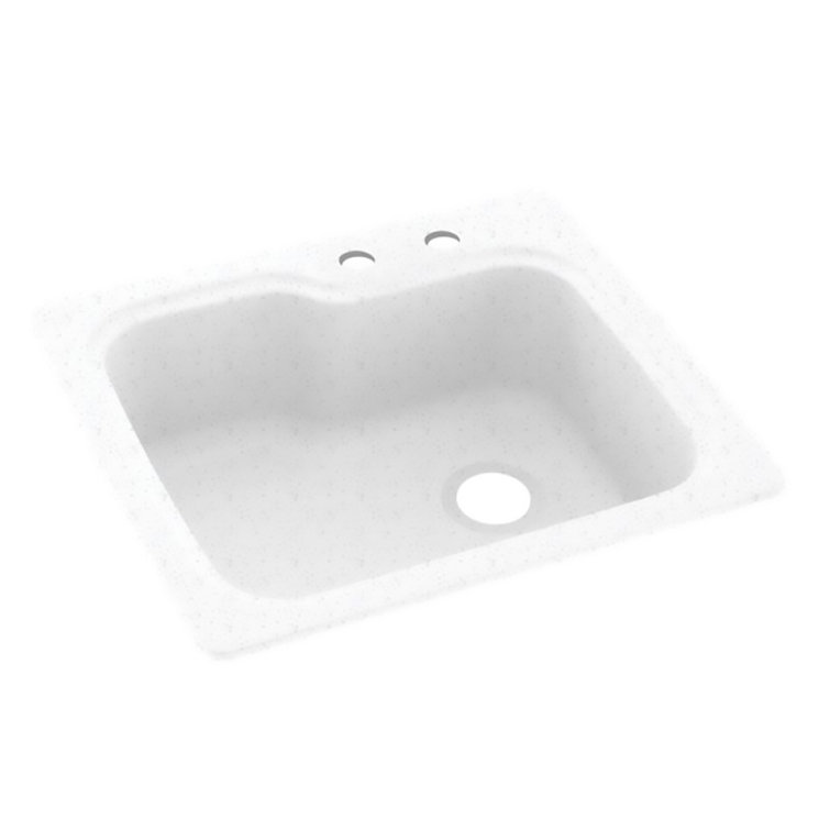 25'' White Solid Surface Single Bowl Drop-In Kitchen Sink