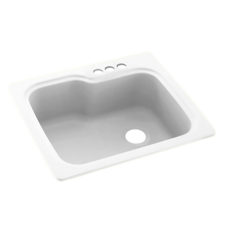 White Matte Solid Surface Single Bowl Kitchen Sink