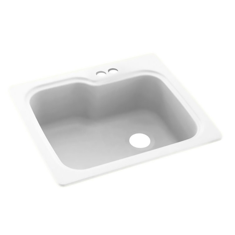 25'' White Solid Surface Single Bowl Drop-In Kitchen Sink
