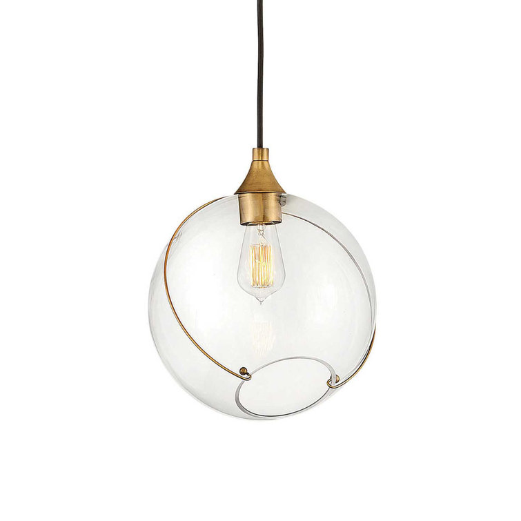 Heritage Brass Globe Pendant with Clear Glass Shade
