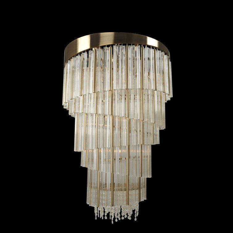 Brushed Champagne Gold Crystal Spiral Chandelier