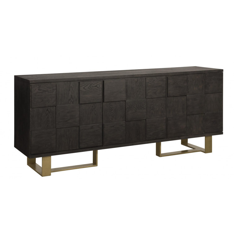 Lars Smoked Acacia Wood 79'' Sideboard with Antique Brass Frame