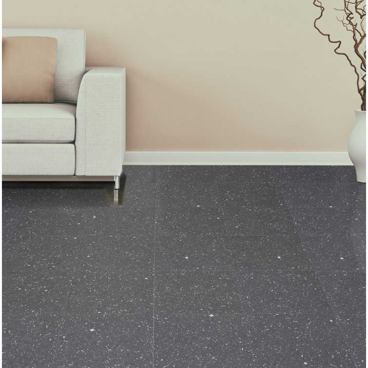 Black Speckled Granite 12'' x 12'' Self-Adhesive Vinyl Floor Tiles