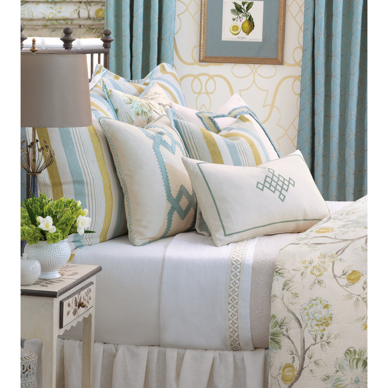 Magnolia Striped Linen Square Throw Pillow with Down Insert