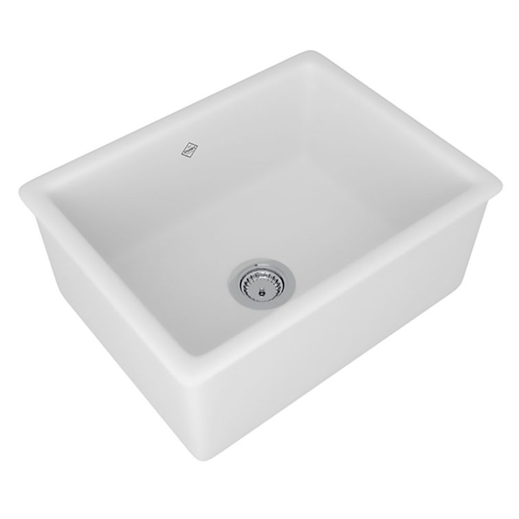 White Fireclay Drop-In Farmhouse Kitchen Sink