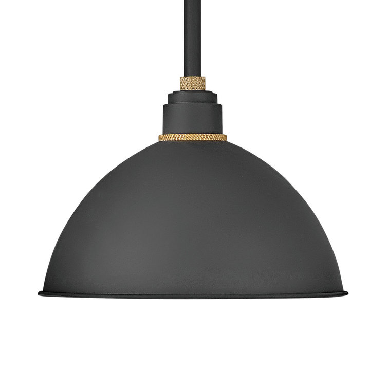 Textured Black and Brass 12" Aluminum Pendant Light