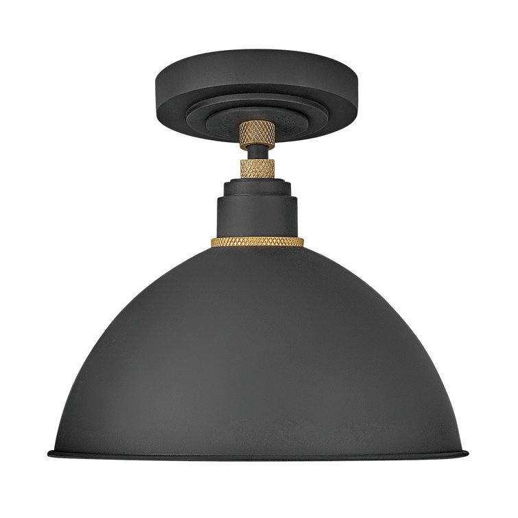 Textured Black and Brass 12" Aluminum Pendant Light