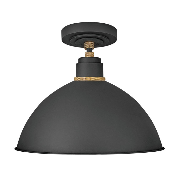 Textured Black and Brass 12" Aluminum Pendant Light
