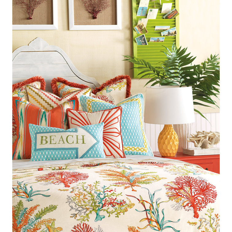 Maldive King Size Multicolor Cotton Coastal Duvet Cover Set