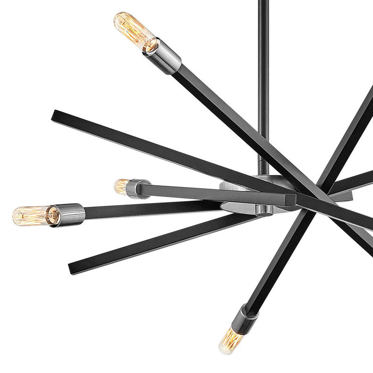 Mini Sputnik 6-Light Chandelier in Satin Black with Articulating Arms