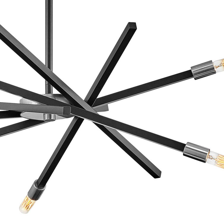 Mini Sputnik 6-Light Chandelier in Satin Black with Articulating Arms
