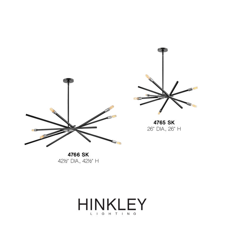 Mini Sputnik 6-Light Chandelier in Satin Black with Articulating Arms