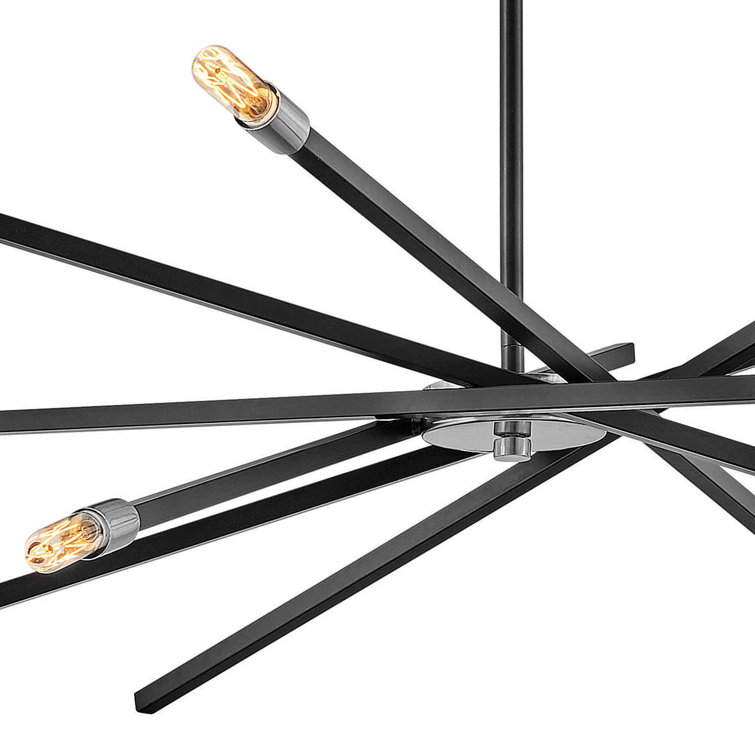 Mini Sputnik 6-Light Chandelier in Satin Black with Articulating Arms