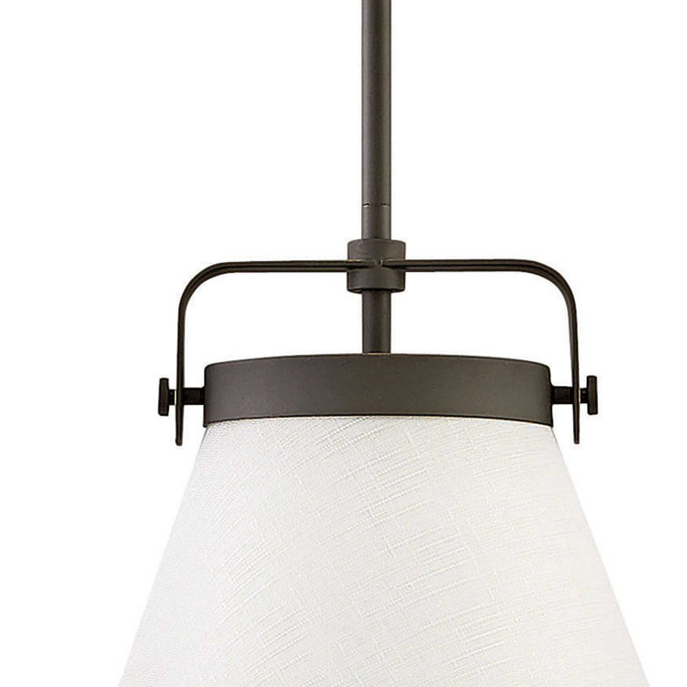 Lacquered Brass and Off-White Single Cone Pendant Light