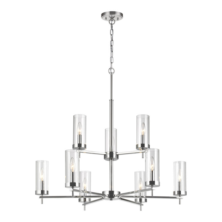 Zire Chrome 9-Light Chandelier with Clear Glass Shades