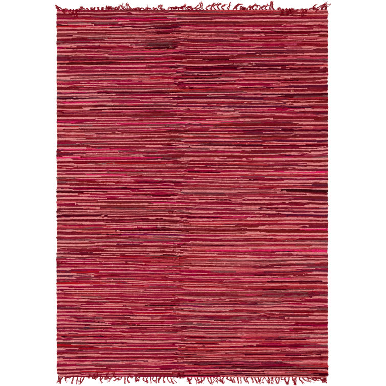 Handwoven Chindi Stripe Red 9'x12' Cotton Area Rug
