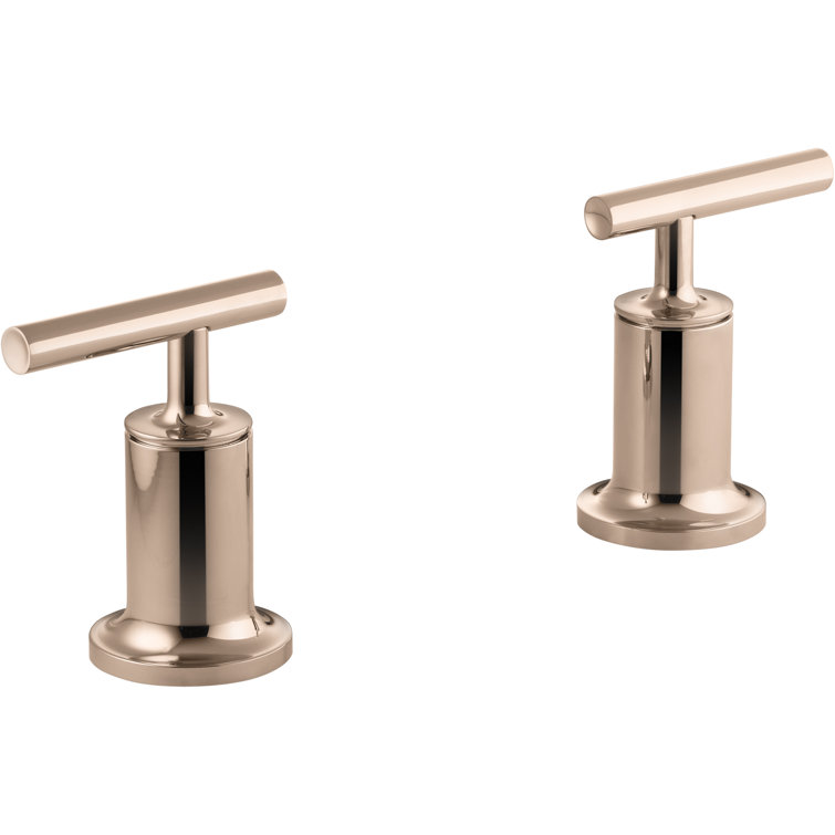 Elegant Vibrant Rose Gold Wall-Mount Bath Trim with Ceramic Lever Handles