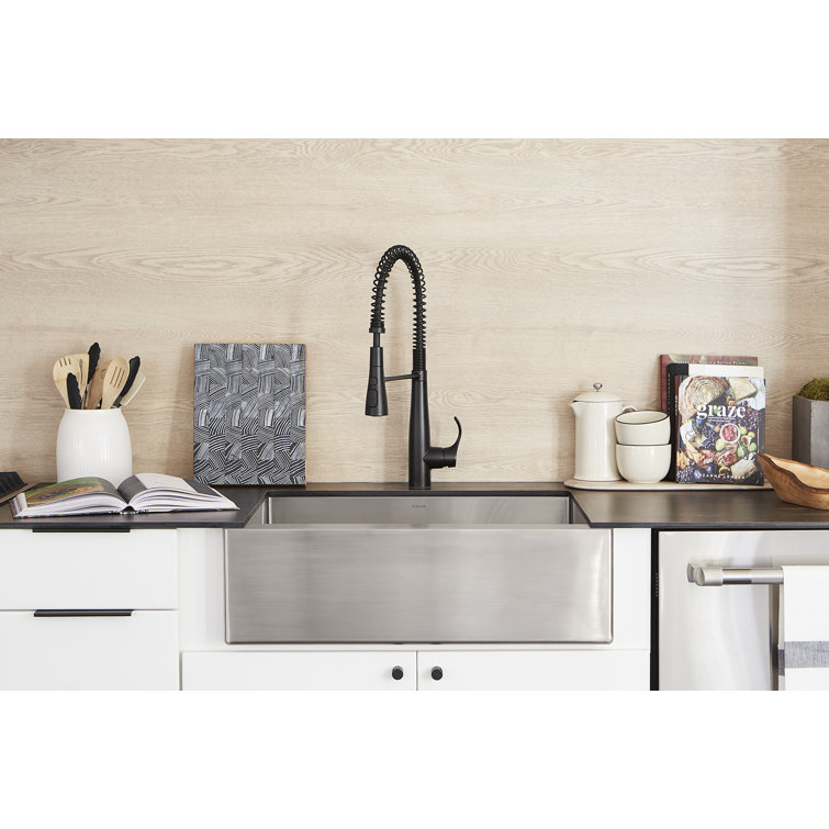 Matte Black Semi-Professional Kitchen Faucet with Pull-Out Spray