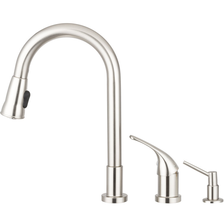 Brushed Nickel Pull-Down Kitchen Faucet with Soap Dispenser