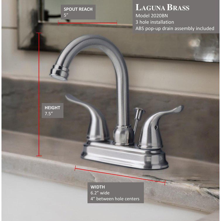 Brushed Nickel Transitional Centerset Lavatory Faucet with Pop-Up Drain
