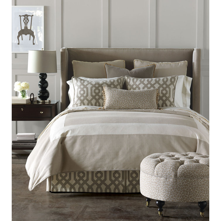 Rayland Beige and Gray Cotton Queen Duvet Cover