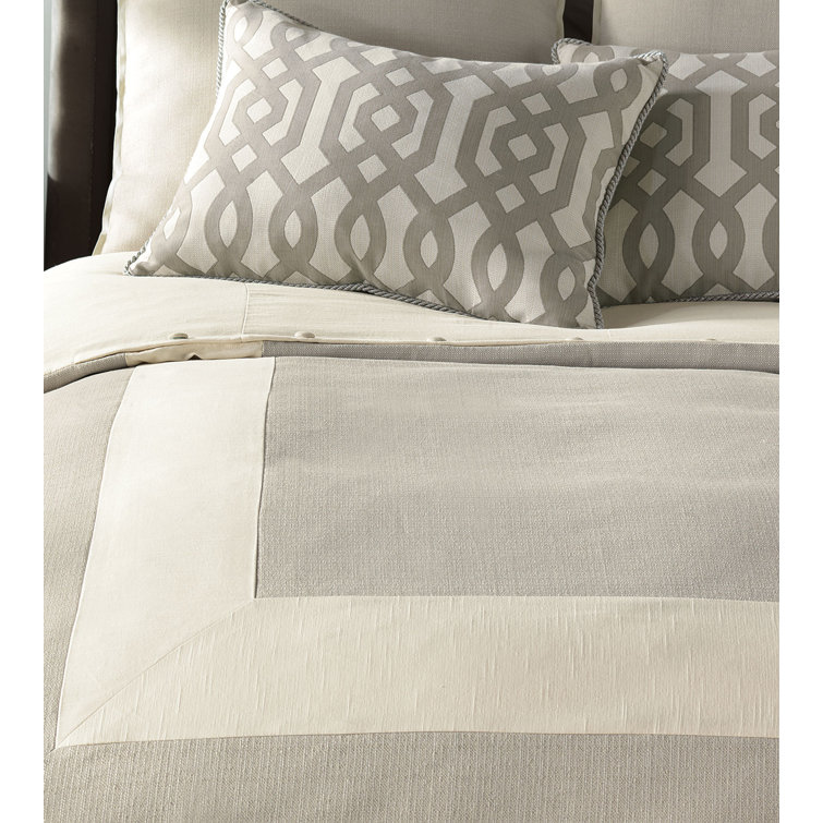 Rayland Beige and Gray Cotton Queen Duvet Cover