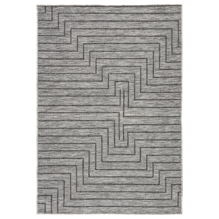 Gray Geometric Flat Woven Reversible Rug