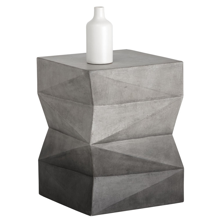 Niran Black Geometric Concrete End Table