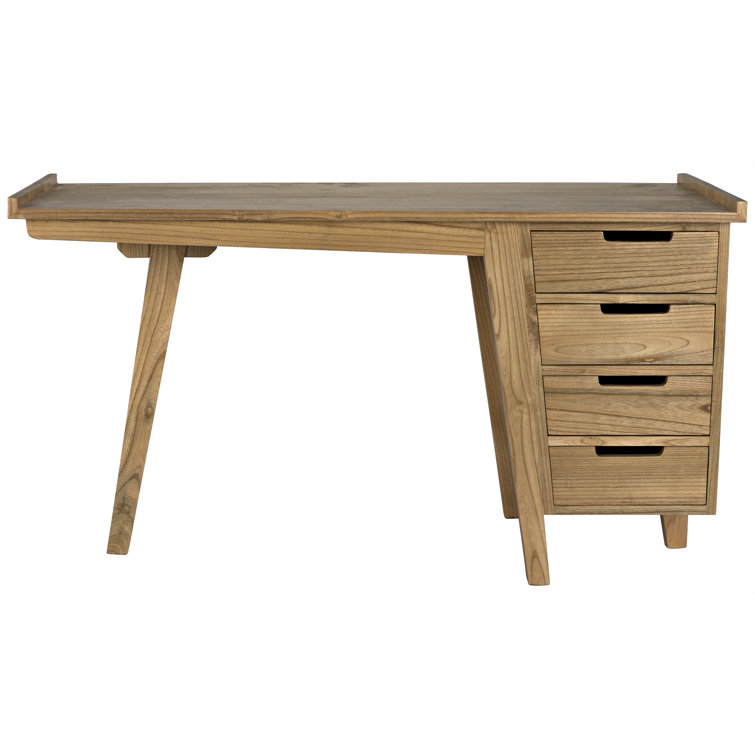 Kennedy 56.5'' Black Solid Wood Writing Desk with Drawer