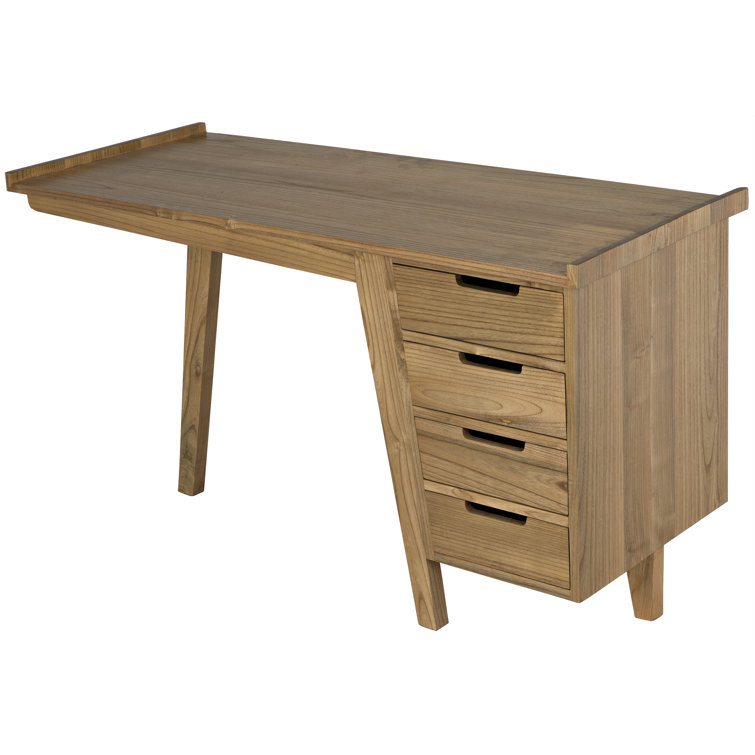Kennedy 56.5'' Black Solid Wood Writing Desk with Drawer