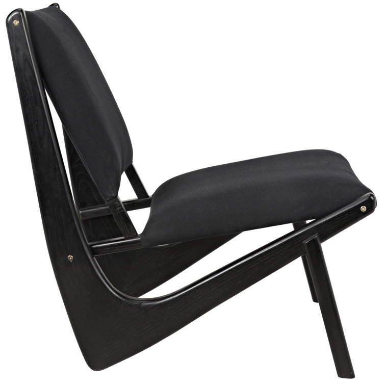 Handcrafted Black Distressed Wood Boomerang Chair