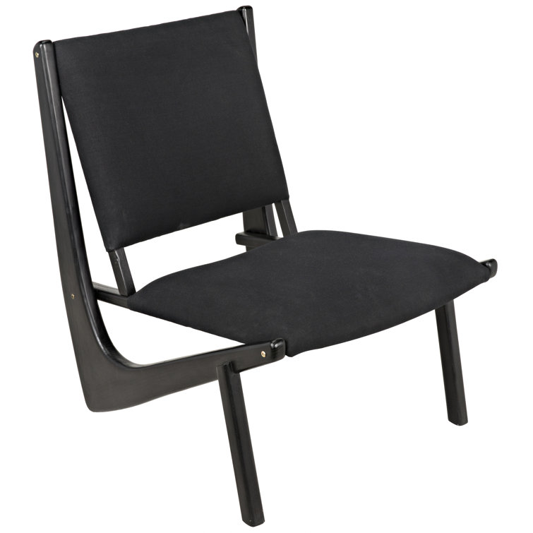 Handcrafted Black Distressed Wood Boomerang Chair