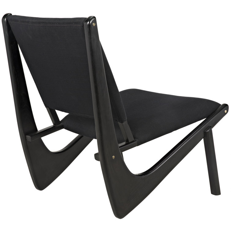 Handcrafted Black Distressed Wood Boomerang Chair