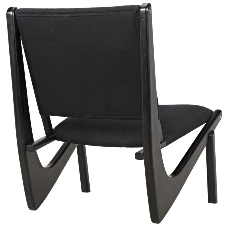 Handcrafted Black Distressed Wood Boomerang Chair