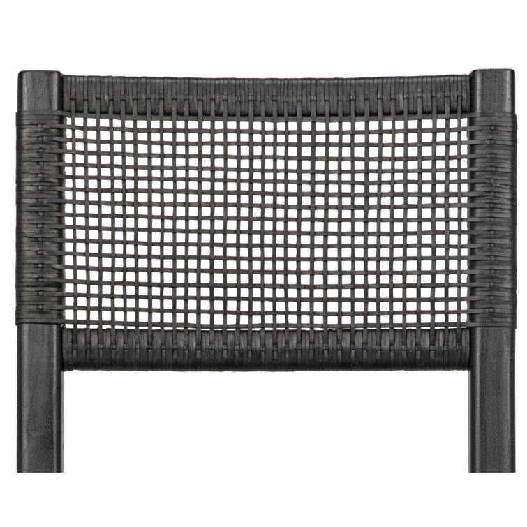 Lobos Upholstered Leather Side Chair in Soft Cotton and Sungkai Wood
