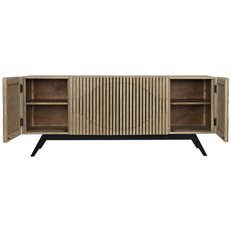Bleached Walnut 78'' Carved Solid Wood Sideboard