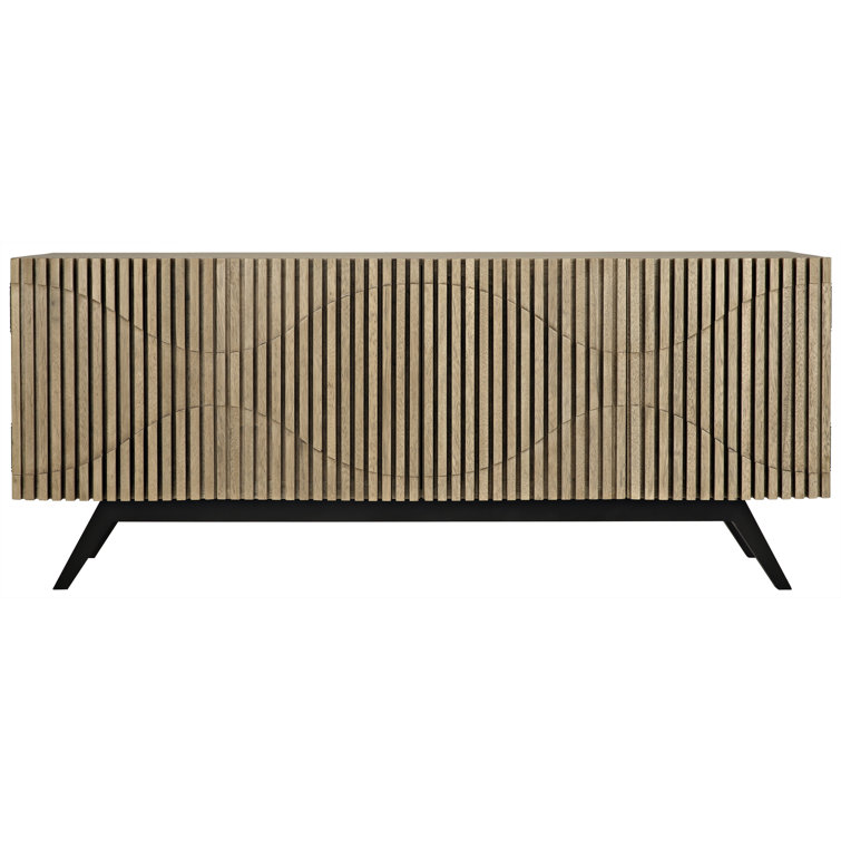 Bleached Walnut 78'' Carved Solid Wood Sideboard