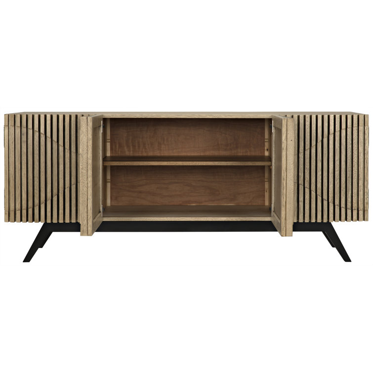 Bleached Walnut 78'' Carved Solid Wood Sideboard