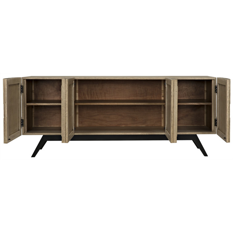 Bleached Walnut 78'' Carved Solid Wood Sideboard