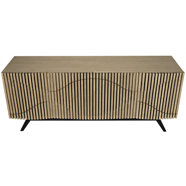 Bleached Walnut 78'' Carved Solid Wood Sideboard
