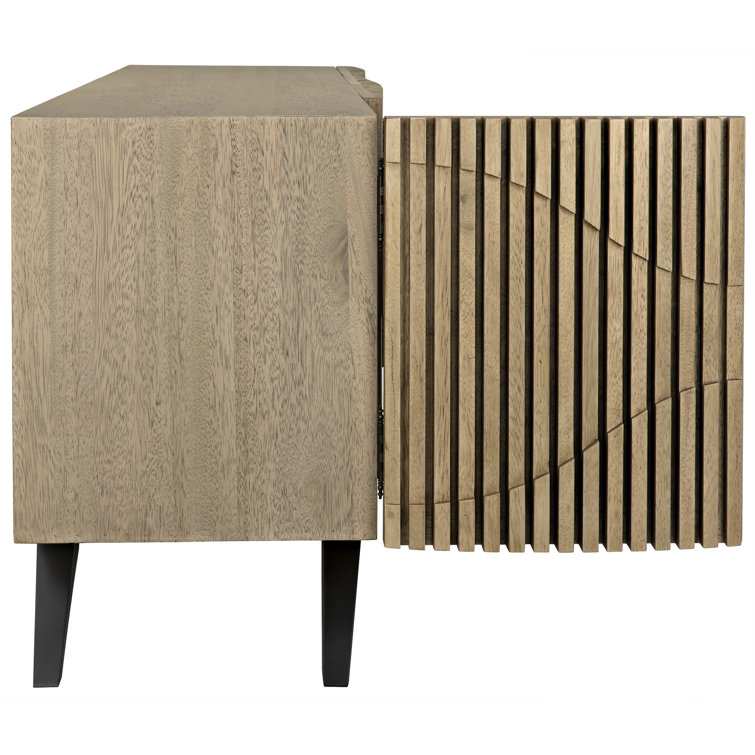 Bleached Walnut 78'' Carved Solid Wood Sideboard