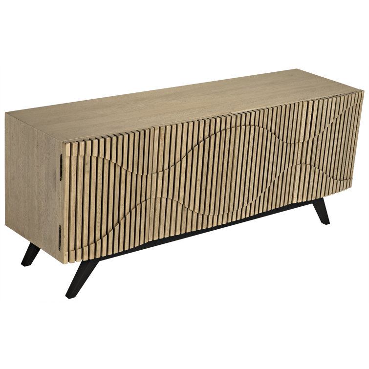 Bleached Walnut 78'' Carved Solid Wood Sideboard