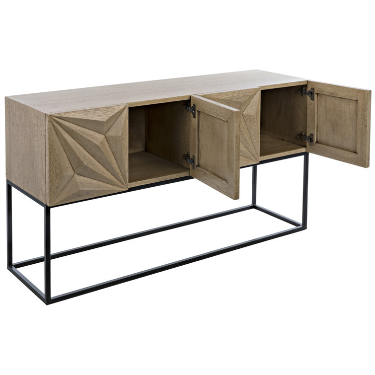 Zurich 60" Bleached Walnut Console Table with Hand-Carved Details