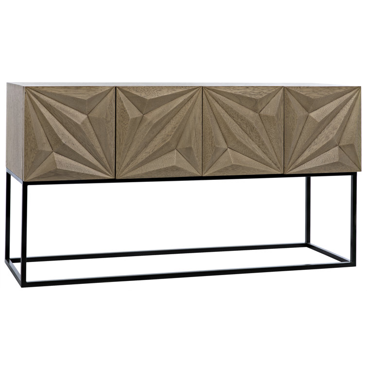 Zurich 60" Bleached Walnut Console Table with Hand-Carved Details