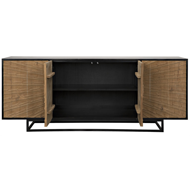 Starburst Carved 76'' Teak and Mahogany Sideboard